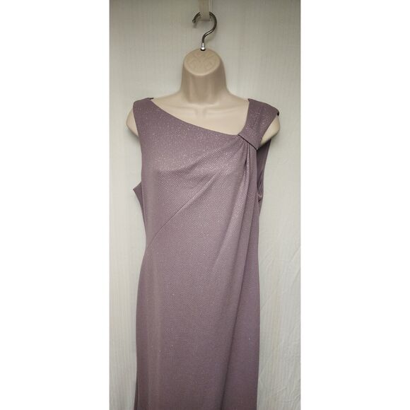Jessica Howard Women's Mauve Lace Pleated Shoulder Maxi Gown Dress 12 - Picture 3 of 6